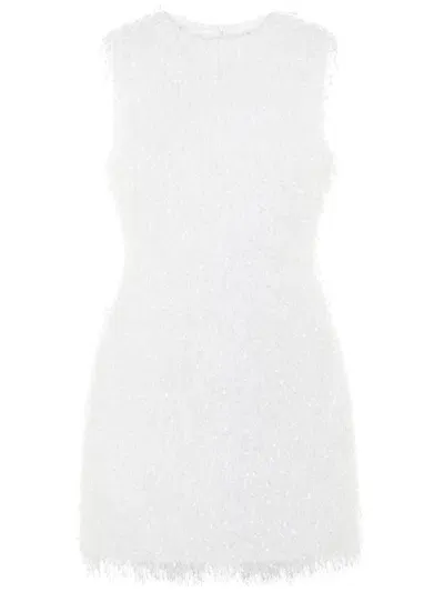 Anna Quan Feather-detailing Mini Dress In White