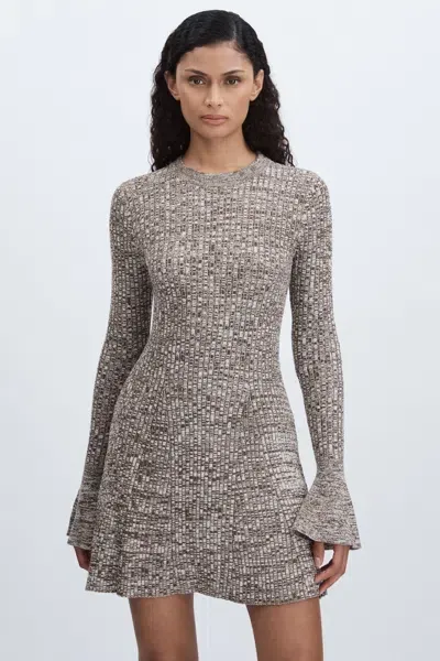 Anna Quan Mélange-knit Mini 100% Cotton Dress In Grey Marl