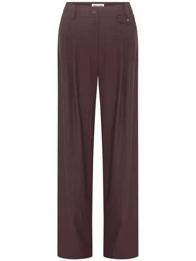 Anna Quan Pleat Detailing Straight-legged Trousers In Brown