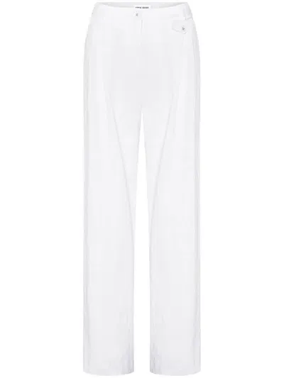 Anna Quan Pleat Detailing Straight-legged Trousers In White