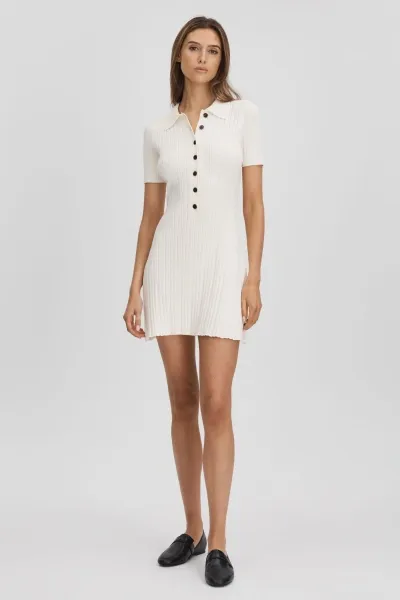 Anna Quan Ribbed Cotton Mini Dress In White