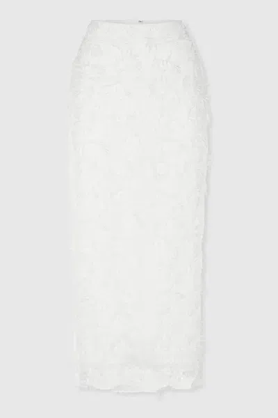 Anna Quan Sheer Applique Midi Dress In White