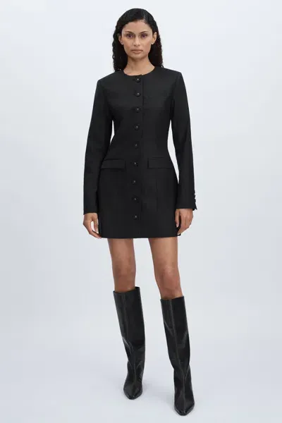 Anna Quan Tailored Button Through Mini Dress In Black