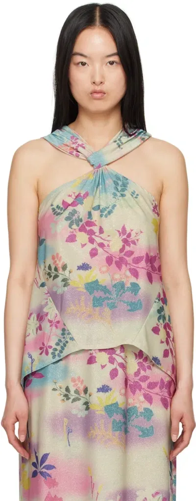 Anna Sui Multicolor Atlantis Garden Tank Top In Azalea Multi