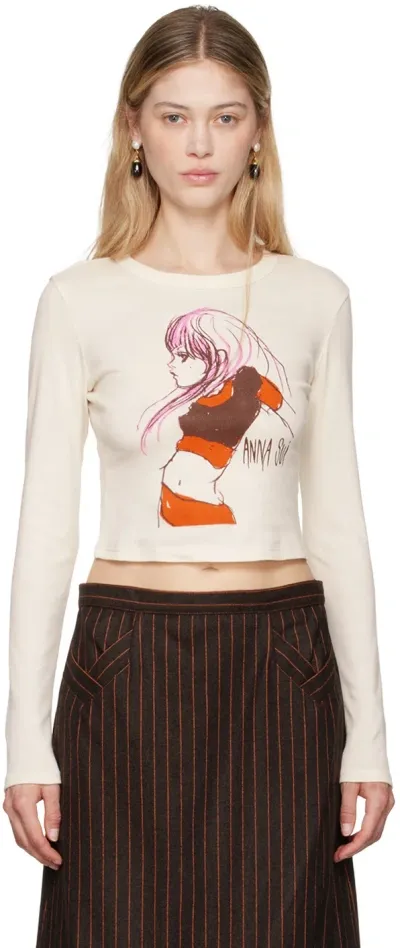 Anna Sui Off-white ' Girl' Long Sleeve T-shirt In Natural