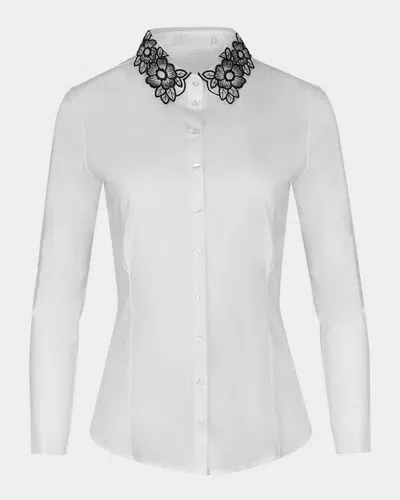 Anne Fontaine Recueil Embroidered Button-down Blouse In White