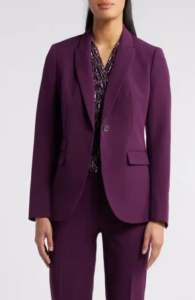 Anne Klein Anne Triple Pocket Stretch Blazer In Deep Plum