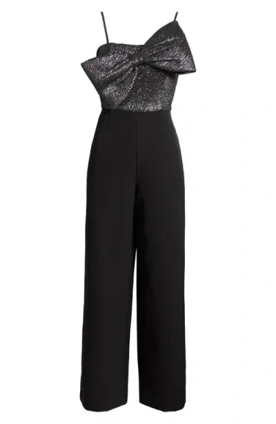 Anne Klein Asymmetric Wide Leg Jumpsuit In Anne Black