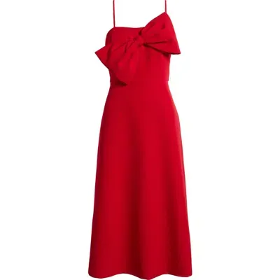 Anne Klein Bow Bodice Midi Dress In Titian Red