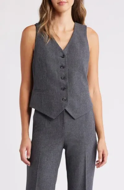 Anne Klein Button-up Vest In Anne Black Multi