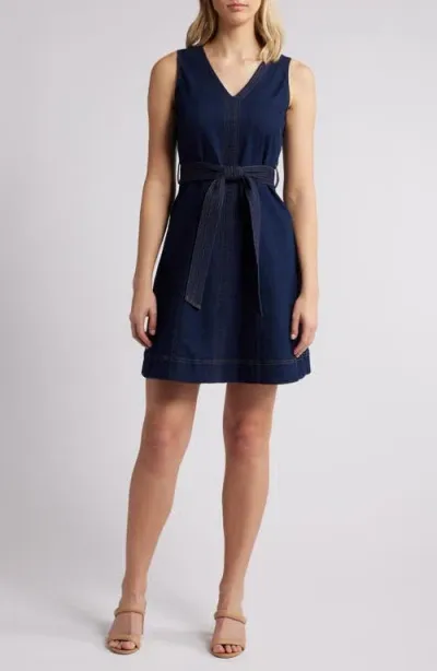 Anne Klein Denim A-line Dress In Metropolitan Wash