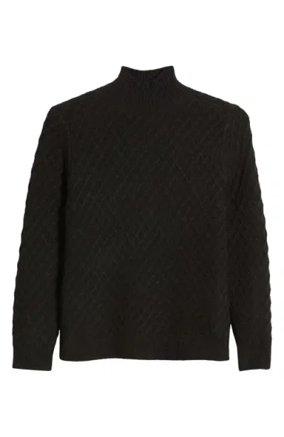 Anne Klein Diamond Stitch Mock Neck Sweater In Anne Black