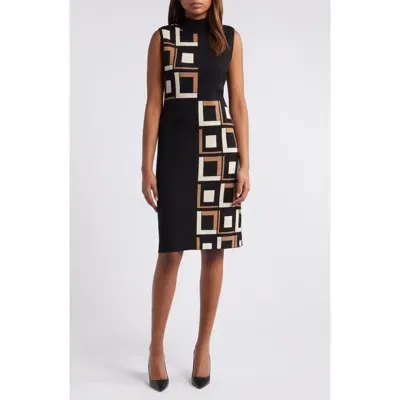 Anne Klein Inverted Square Mock Neck Sweater Dress In Brown