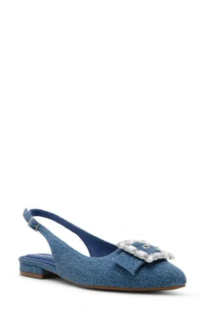 Anne Klein Kenni Pointed Toe Slingback Flat In Denim