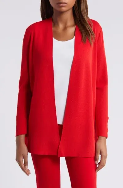 Anne Klein Kissing Front Cardigan In Bright Crimson