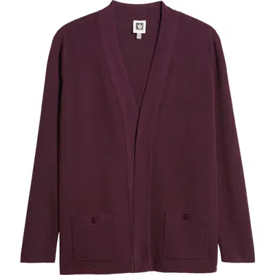 Anne Klein Malibu Open Front Cardigan In Deep Plum