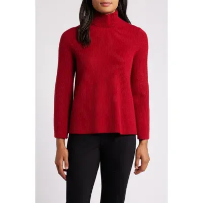 Anne Klein Mock Neck Rib Sweater In Titian Red