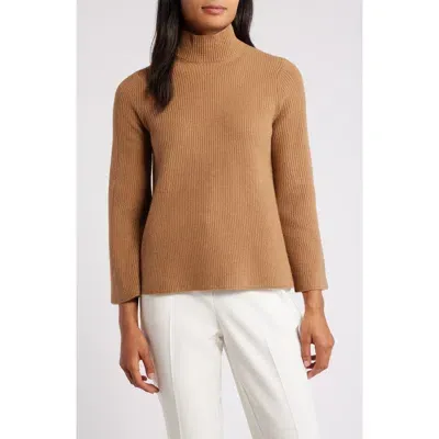 Anne Klein Mock Neck Rib Sweater In Vicuna