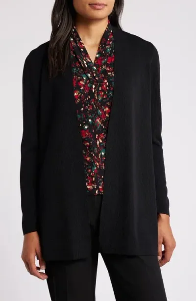 Anne Klein Open Front Rib Cardigan In Anne Black