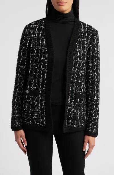 Anne Klein Patch Pocket Cardigan In Anne Black Multi