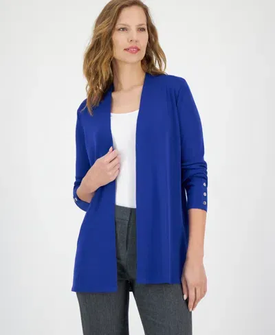 Anne Klein Carmel Long Open Front Cardigan In Vibrant Cobalt