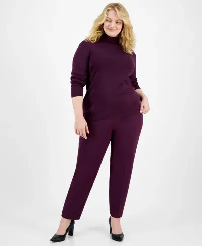 Anne Klein Plus Size Turtleneck Sweater In Deep Plum