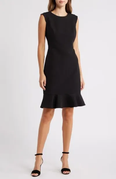 Anne Klein Ruffle Hem Sheath Dress In Anne Black