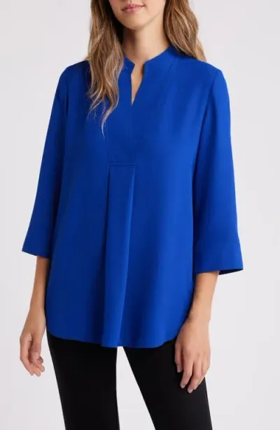 Anne Klein Split Neck Tunic In Vibrant Cobalt