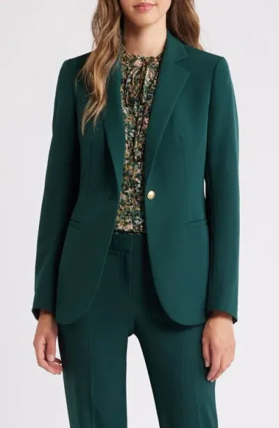 Anne Klein Stretch One Button Blazer In Pine Forest