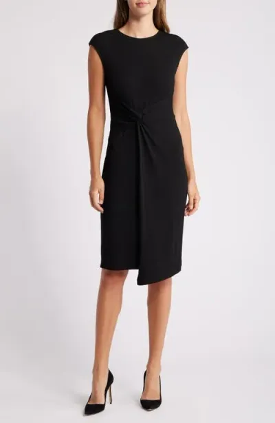 Anne Klein Twist Front Cap Sleeve Dress In Anne Black