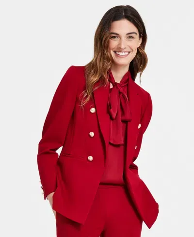 Anne Klein Faux Double Breasted Jacket In Titian Red