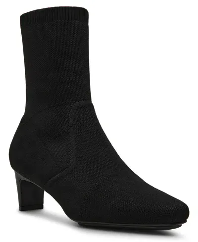 Anne Klein Women's Iga Low Heel Dress Booties In Black Knit