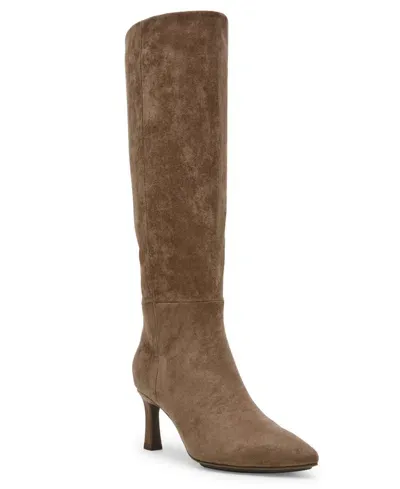 Anne Klein Women's Rene Pointy Toe Boots In Truffle Microsuede