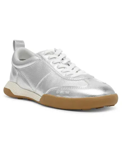 Anne Klein Women's Westside Low Profile Lace Up Retro Sneakers In Silver