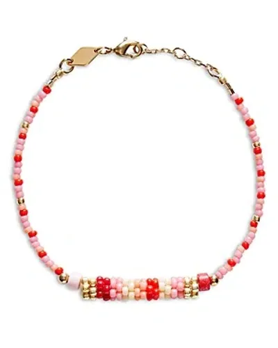 Anni Lu Barrel Mixed Bead Bracelet In Pink Multi/gold