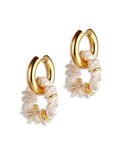 Anni Lu Pearl Power Cultured Freshwater Keshi Pearl Charm Hoop Earrings In Ivory/gold