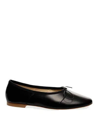 Anniel Dream Ballerina Shoe Leather Leather Sole In Black