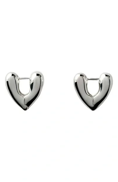 Annika Inez Small Heart Hinge Hoop Earrings In Silver