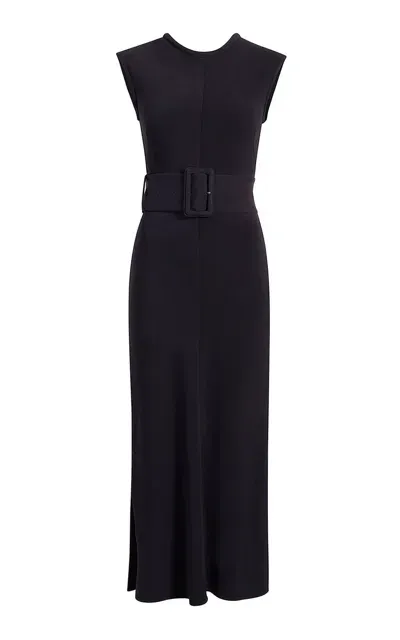 Another Tomorrow Belted Midi Dress In Black