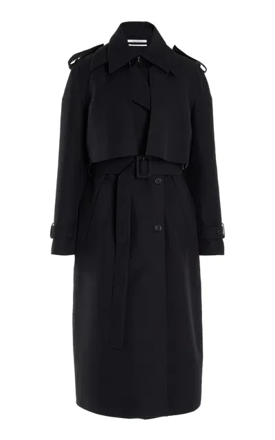 Another Tomorrow Convertible Cotton Trench Coat In Black,white