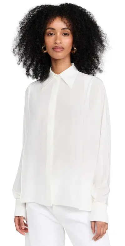 Another Tomorrow Convertible Pleated Wrap Shirt Off White