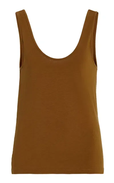 Another Tomorrow Cotton-blend Tank Top In Bronze