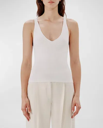 Another Tomorrow Ribbed-knit Tank Top In White