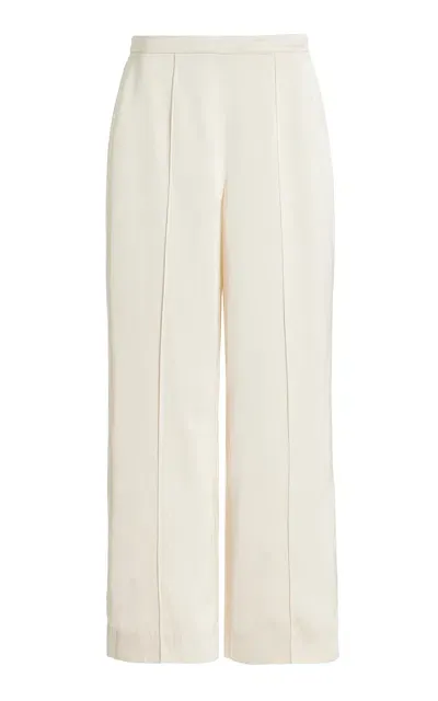 Another Tomorrow High-rise Crepe Straight-leg Pants In Ivory