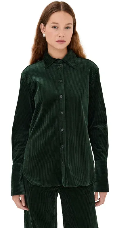 Another Tomorrow Men's Shirt Pine In Dark Green