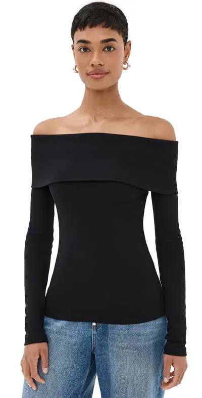 Another Tomorrow Off The Shoulder Jersey Top Black