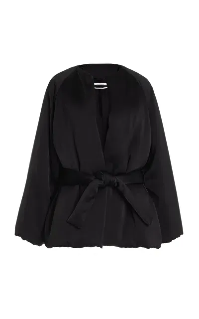 Another Tomorrow Padded Wrap Coat In Black