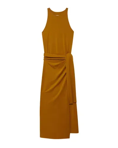 Another Tomorrow Sarong Tie Midi Dress In Brown