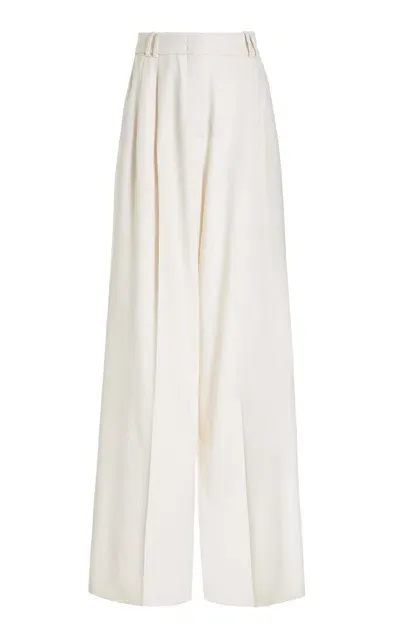 Another Tomorrow Stretch-wool Pants In Off-white