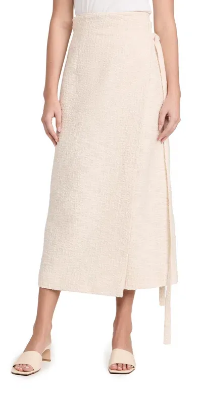 Another Tomorrow Tweed Wrap Skirt Cream